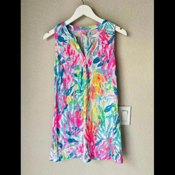 Lilly Pulitzer Essie Beach dress Sparkling Sands Size XS Colorful Retro Neon - Picture 10 of 11